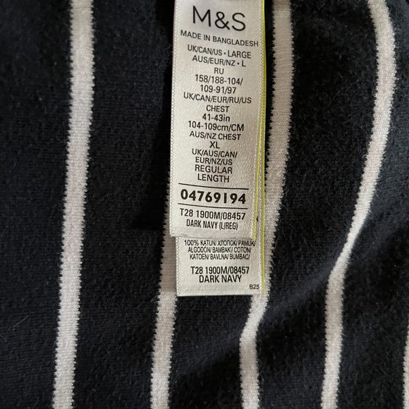 Marks & Spencer Navy & White Striped Tee - Picture 6 of 7